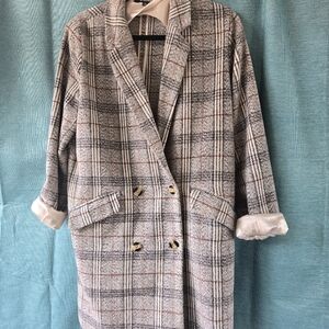 Lulu's Grey and Cream Plaid Utility Jacket
